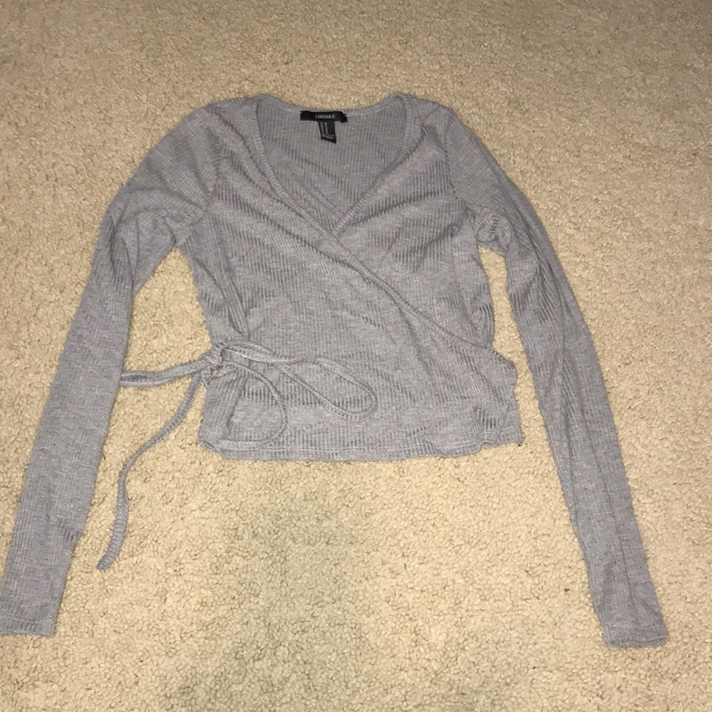 Gray wrap top
